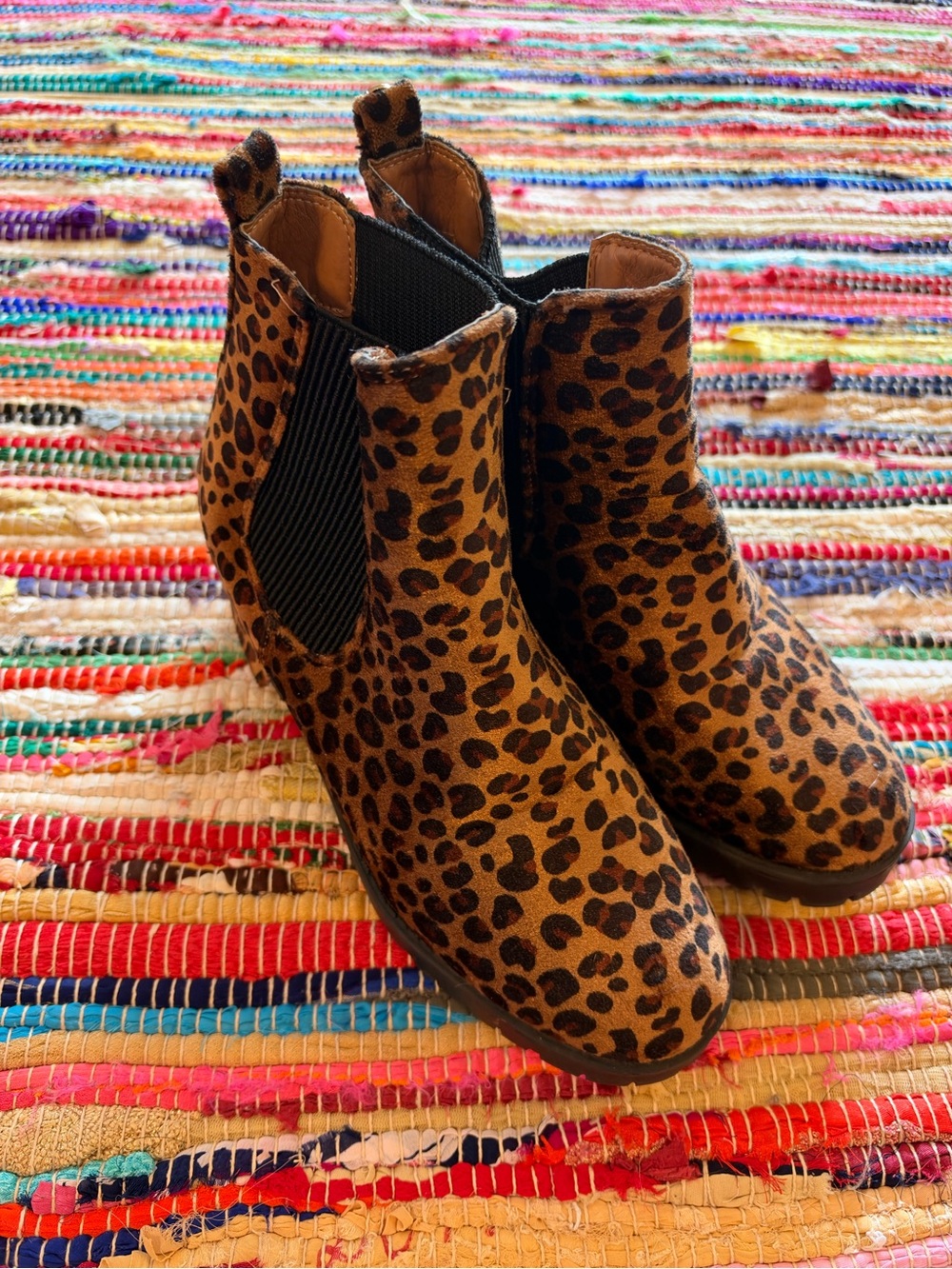 Seven7 Cheetah Print Berlin Platform Micro Suede Lug Sole Booties High Heel 9